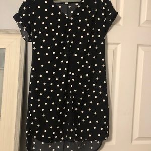 A New Day short sleeve black polka dot dress